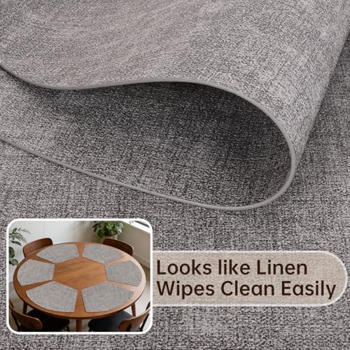 Faux Leather Round Placemats Set of 6, Wipeable Wedge Table Mats for