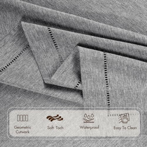 Gray 70x70 Square Polyester Linen Farmhouse Tablecloth