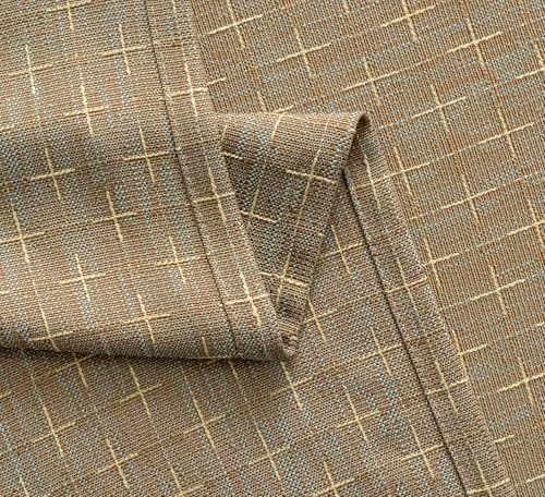 MIULEE Patterned Farmhouse Linen Curtains, Back Tab, 52Wx63L, Khaki