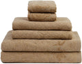 6-piece Cotton Bath Towel Set in Taupe Brown Solid Color
