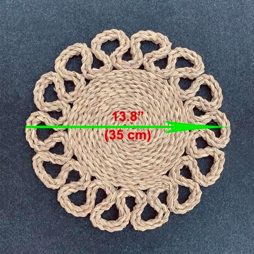 13.8" Set of 8 Round Seagrass Placemats by Laquedecraft