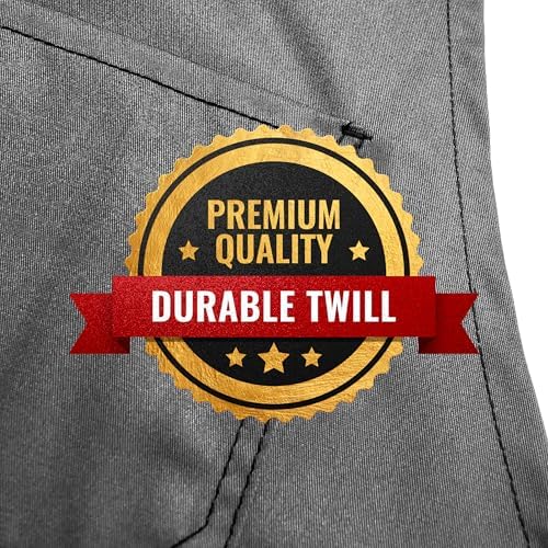 Under NY Sky Work Apron, Cross-Back, Leather Support, Pro Twill, Gray