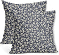 Navy Blue Beige Daisy Floral Pillow Covers 20X20 Inch Vintage Flowers