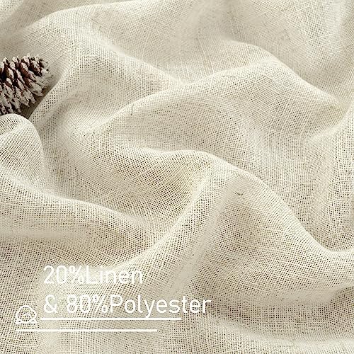 LAMIT Cream Ivory Sheer Linen Curtains 63 inch Length for Bedroom 2
