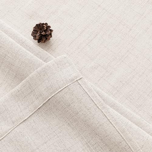 MIULEE Faux Linen Curtains 72 Inch Length 2 Panels Natural Beige Semi