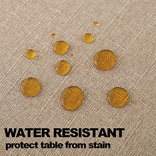 NLMUVW Burlap Linen Tablecloth 108 Inch, Tan Table Cloth Rectangular