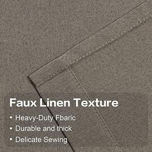 2 Panels Taupe Burlap Faux Linen Textured Quality Curtains