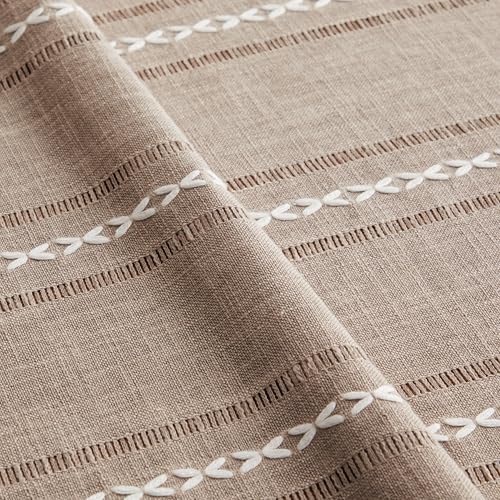 ZeeMart Hemstitched Striped Boho Table Cloth, 54x54 Inch Taupe