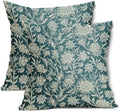 Teal Vintage Floral Pillow Covers 20x20 Inch Set of 2 Neutral Flower