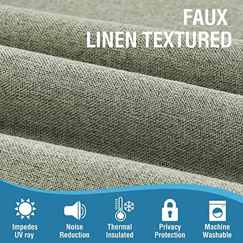 H.VERSAILTEX 100% Blackout Linen Curtains for Bedroom 96 inch Full