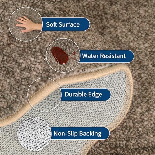 GarveeHome Scalloped Round Rugs 6Ft Washable Area Rug for Playroom