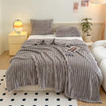 Fleece Throw Blanket, Soft Cozy Fluffy Striped Blanket for Couch Sofa