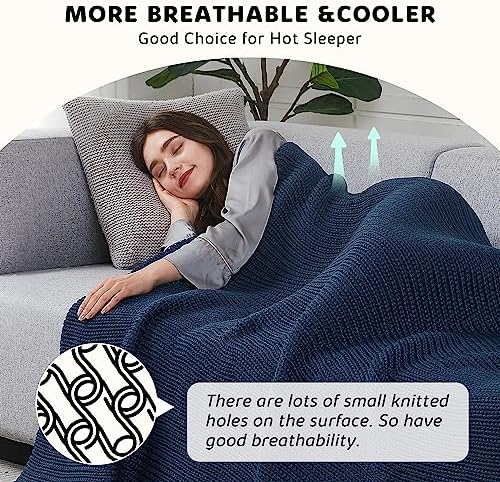 L'AGRATY Knitted Weighted Blanket - 50"x60" 7lbs Cooling Chunky Knit