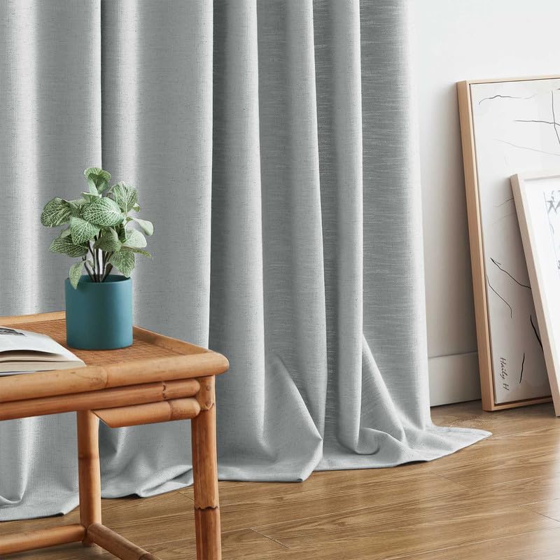 CURTARRA Sabrina 26W x 102L Inch Pinch Pleated Linen Curtains, Light