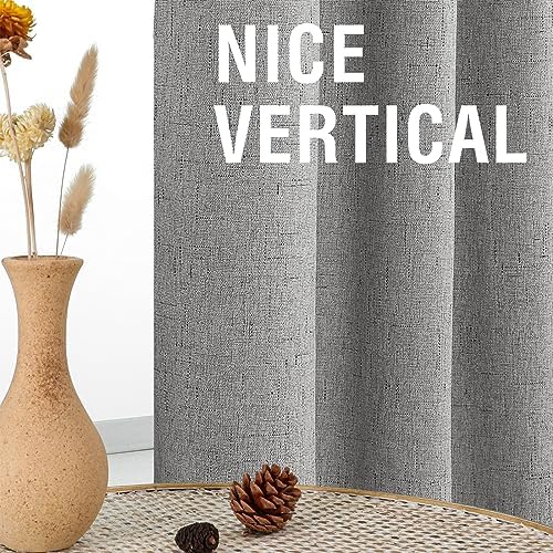 H.VERSAILTEX Faux Linen 100% Blackout Curtains for Bedroom 63 inches