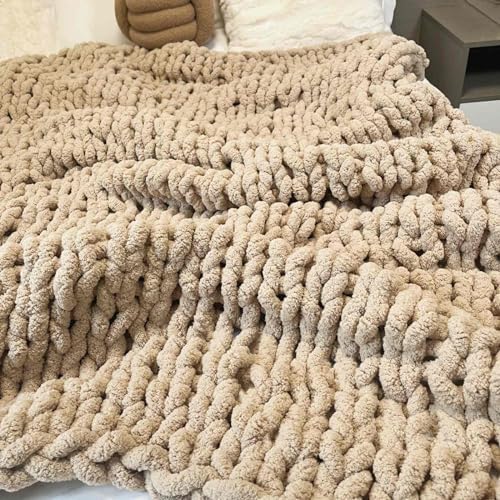 Soft Chunky Knit Throw Blanket for Couch, Cozy Warm Knitted Blankets