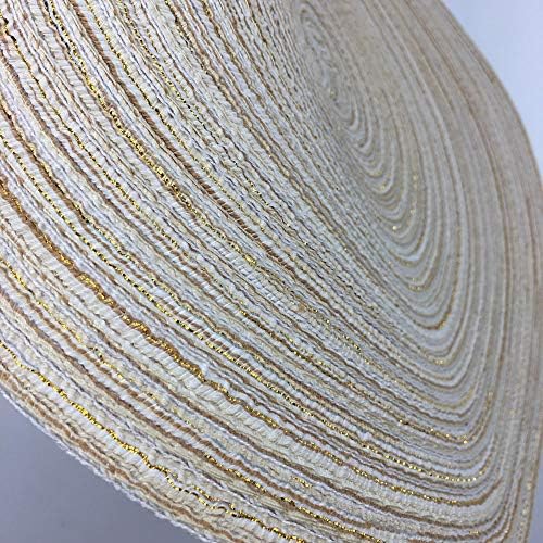 WAZAIGUR 14inch Round Placemats Set of 4 Table Mats, Cream with Golden