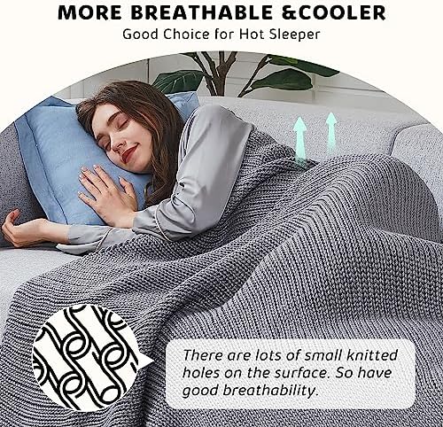 L'AGRATY Knitted Weighted Blanket - 48''x72'' 12lbs Cooling Chunky