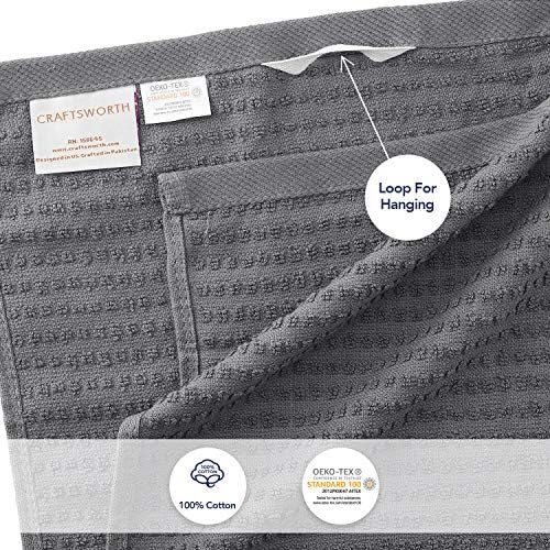 CRAFTSWORTH Cotton Kitchen Towels15 x 26" Charcoal Kitchen Hand Towels