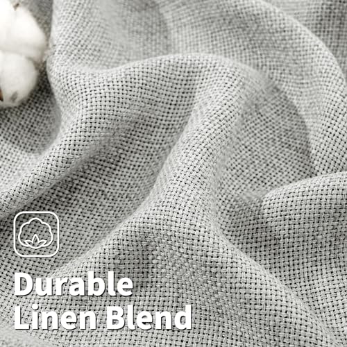 BGment Light Grey Faux Linen Curtains 63 Inch Length 2 Panels for
