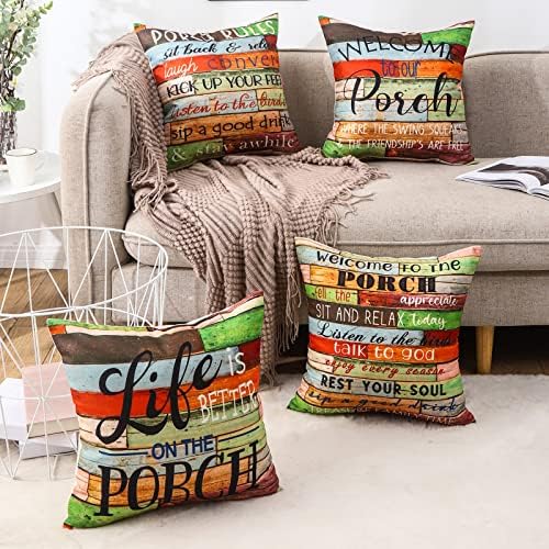 JOJOGOGO Patio Decor Outdoor Porch Pillow Covers 18x18 Waterproof, Set