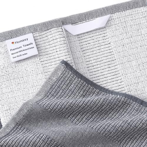 Homaxy Premium Kitchen Towels(18”x 28”, 6 Pack), Grey and Premium