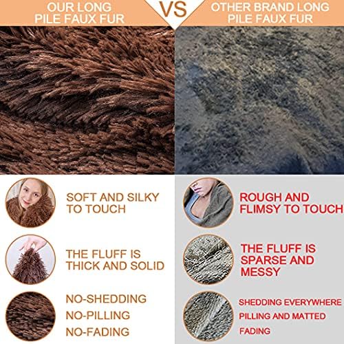 YUSOKI Long Faux Fur Twin Size Blanket, Brown, 60" x 80"