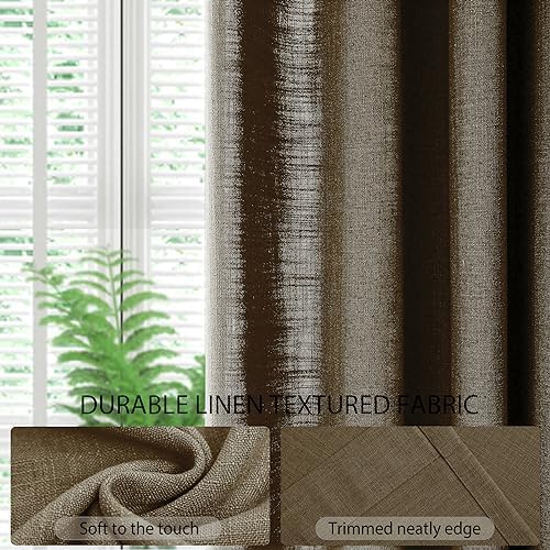 Macochico Light Filtering Curtains 108 Inches Long Linen Drapery