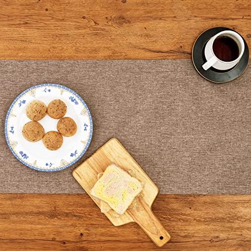 Mebakuk Linen Farmhouse Table Runner Large Burlap Style Soft and