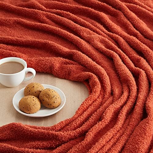 CYMULA Super Soft Knit Throw Blanket Twin Size Orange-Lightweight