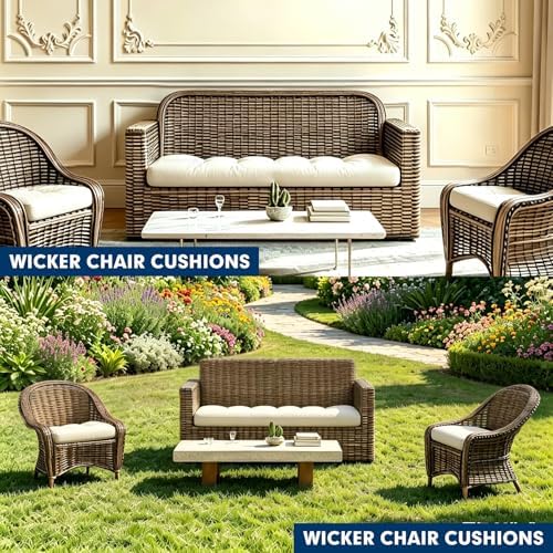 Wicker Chair Cushions 3 Piece Set, Outdoor Loveseat Wicker Cushions