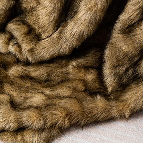 BATTILO Luxury Golden Faux Fur Throw Blanket for Bed, 60"x 80", Thick