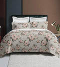 Modern Floral Duvet Cover Set Queen Size, 4 Piece Bedding Set with 2