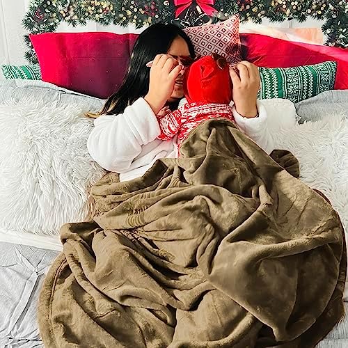 Bedsure GentleSoft Fleece Blankets Queen Size Camel - Bed Blanket Soft