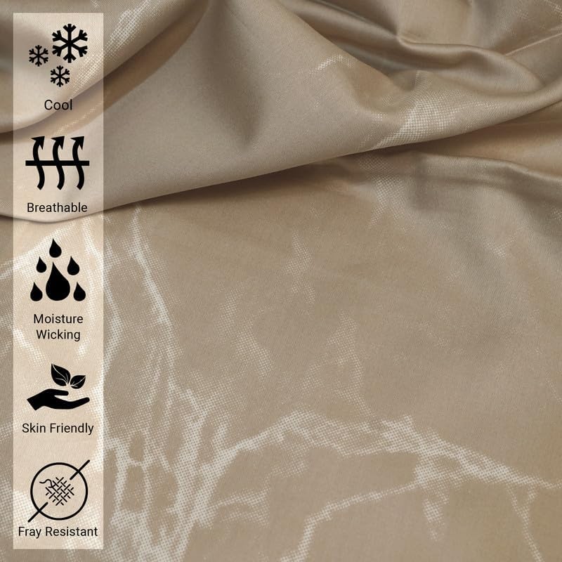Pizuna 100% Cotton Marble Print Twin XL Fitted Sheet 400TC Taupe