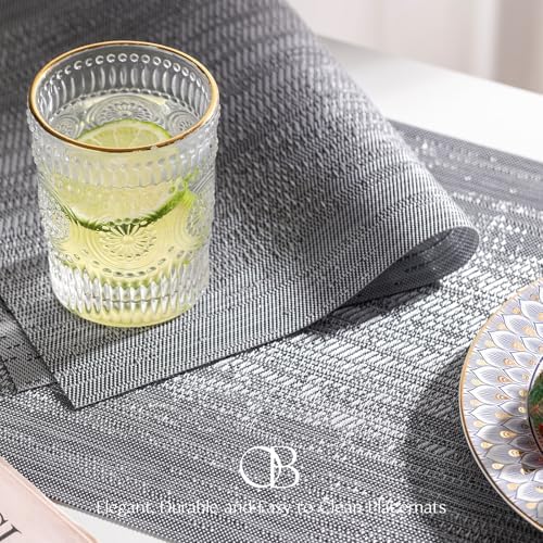 Placemats Set of 12 - Easy Clean Woven Vinyl Placemat for Dining