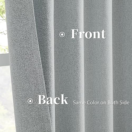 KEQIAOSUOCAI Light Grey Linen Curtains for Patio 120 Inch Length, Sun