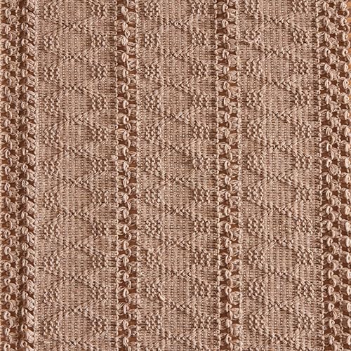ZeeMart Macrame Style Boho Table Runner, 12x48 Inch Taupe