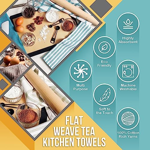 KAF Home Premium Kitchen Towels (18" x 28"), Large 100% Cotton, Flat &