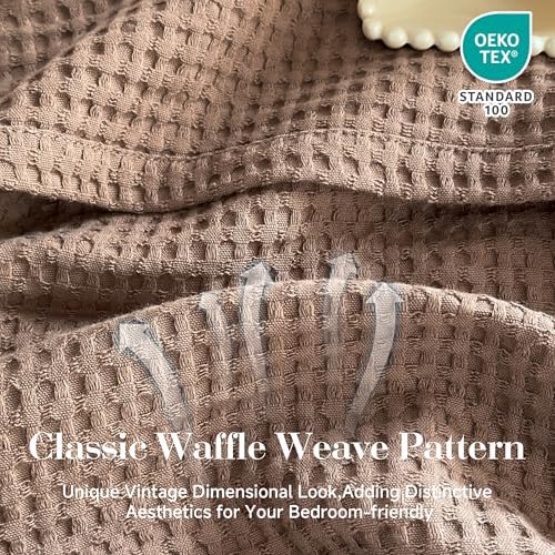 Simple&Opulence 100% Cotton Waffle Blanket, Queen Size 90"x90", Light