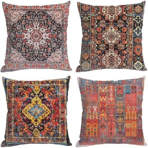 Bohemian Throw Pillow Covers, 20x20 Inch, Set of 4