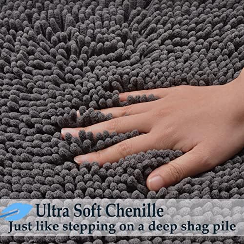 Bathroom Rugs Sets 4 Piece, Extra Soft Absorbent Chenille Bath Rugs