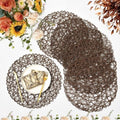 IcosaMro Brown Round Placemats Set of 6 for Dining Table, 13 Inches