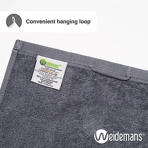 100% Cotton Washcloths Set 13” x 13” | Dark Grey Towels | Set of 6