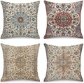 Sanwarm Linen Throw Pillow Covers Set of 4, 16 x 16 Inch, Boho Mandala