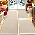 IM HOME Waffle Bath Mat Set 3 Piece Brown & Cream,Woven Modern Bath