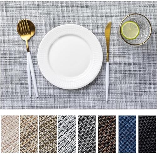 LEXMORE PlaceMats Set of 12 Vinyl/Plastic Woven Place Mats for Kitchen