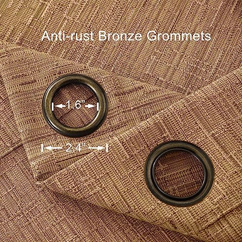 Linen Curtains 96 inch Length 2 Panels Burlap 52x96 Light Coffee