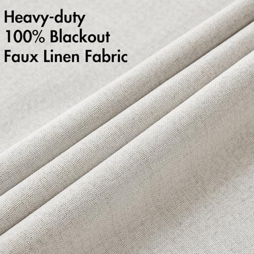 MIULEE 100% Blackout Linen Curtains for Bedroom 52x84 Inches Cream