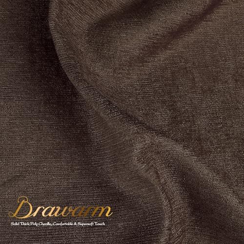 BRAWARM Chenille Throw Pillow Covers 20x20 Inches, Coffee, Pack of 2